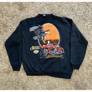 Vintage 90s Harley Davidson Eagle Motorcycle Crewneck Sweatshirt Large Made USA